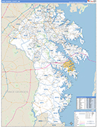 Anne Arundel County Wall Map Basic Style